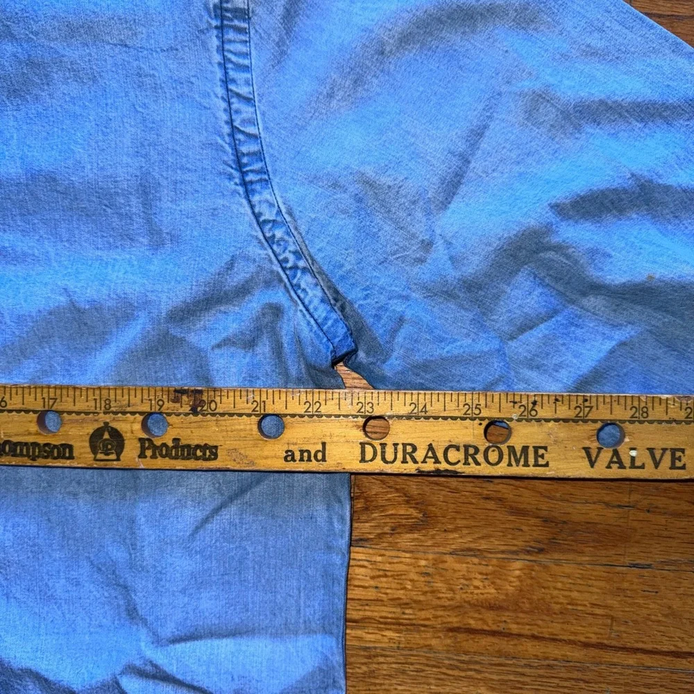 Jaymes‎ Mens Light Wash Denim Button Down Shirt Long Sleeve Blue Casual XL